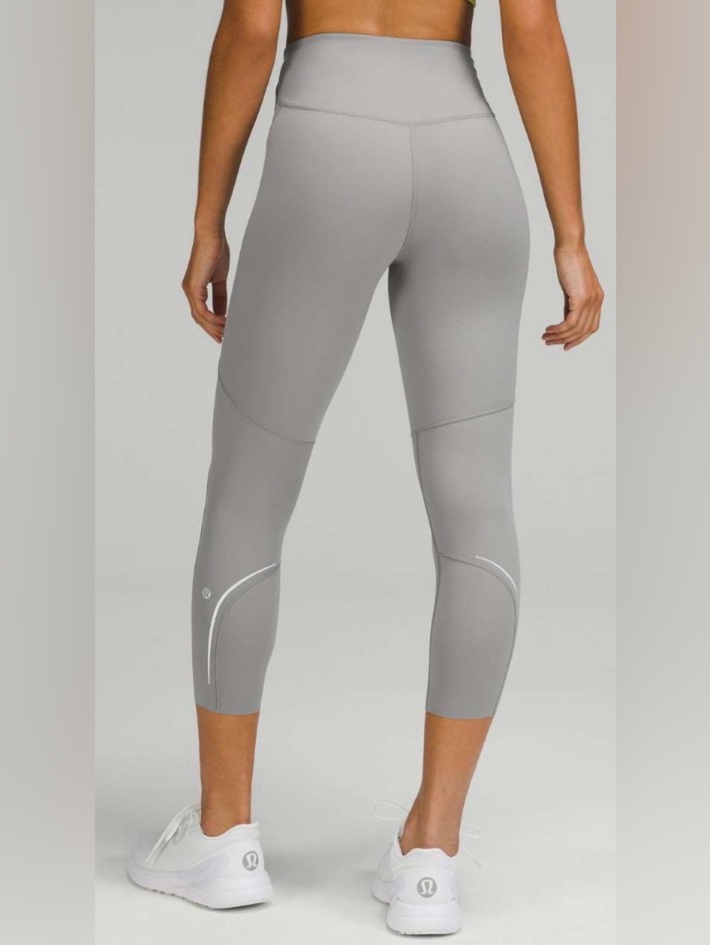 NWOT New Lululemon Base Pace High-Rise Reflective Crop 23" Gull Grey